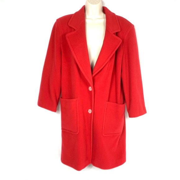 Liz Claiborne Jackets & Blazers - Vintage Liz Claiborne Long Red Wool Dress Jacket S